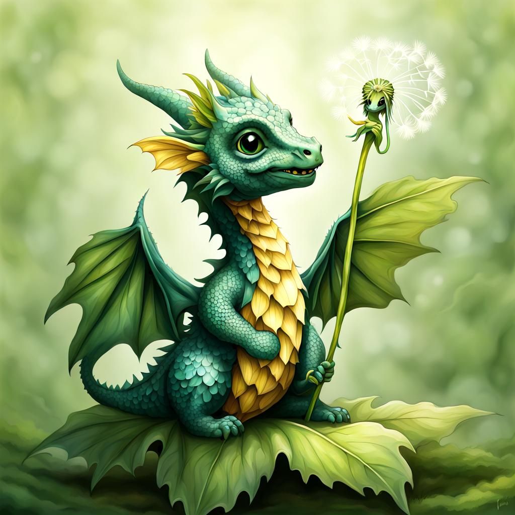 Dandelion Dragon Fairytale Illustration
