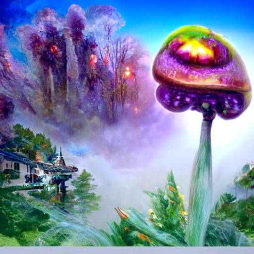 Ethereal UFO Mushroom Fantasy Art