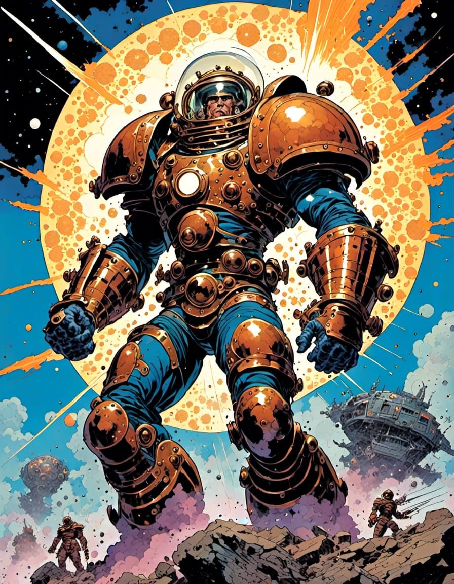 Cosmic Builder God Creates Universe in Comic Style