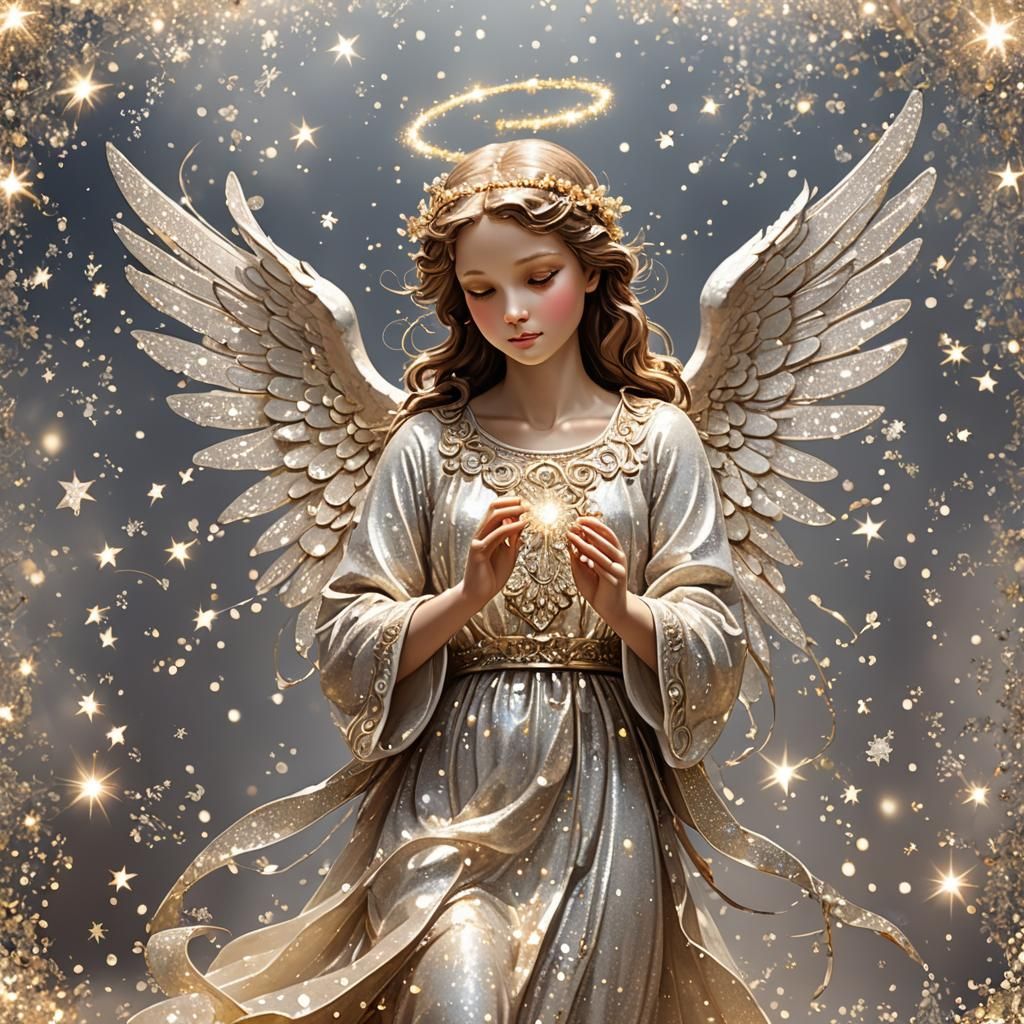 Sparkly Angel: An AI-Generated Celestial Vision