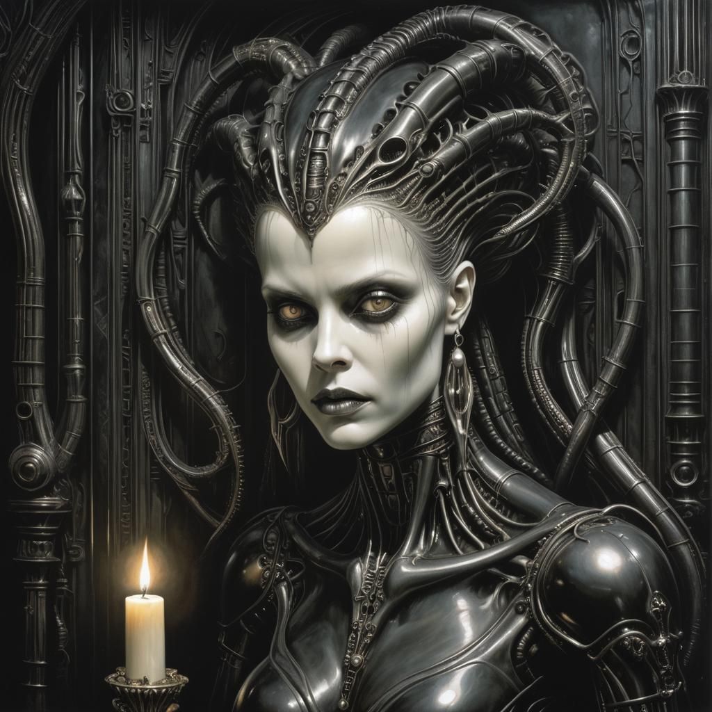 Xenomorph in Darkness with Pearl Earring