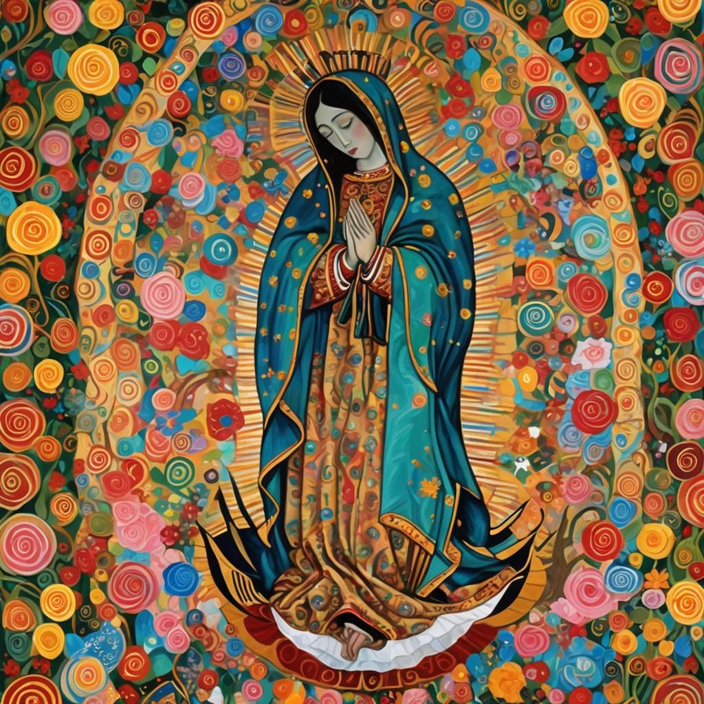 Virgen de Guadalupe in Klimt Art Nouveau Style