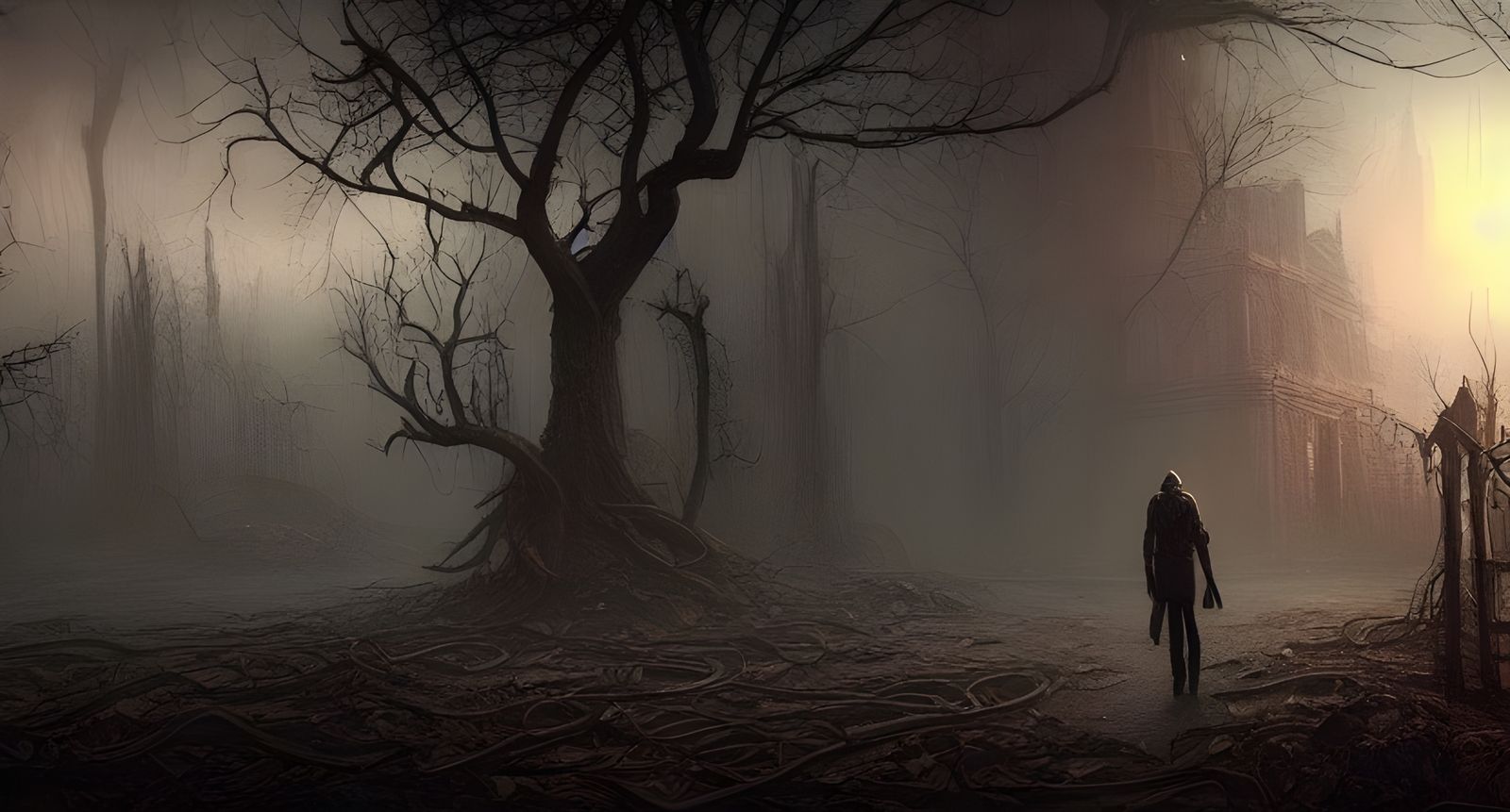 Dark Post-Apocalyptic World Ruined by Eldritch Monster