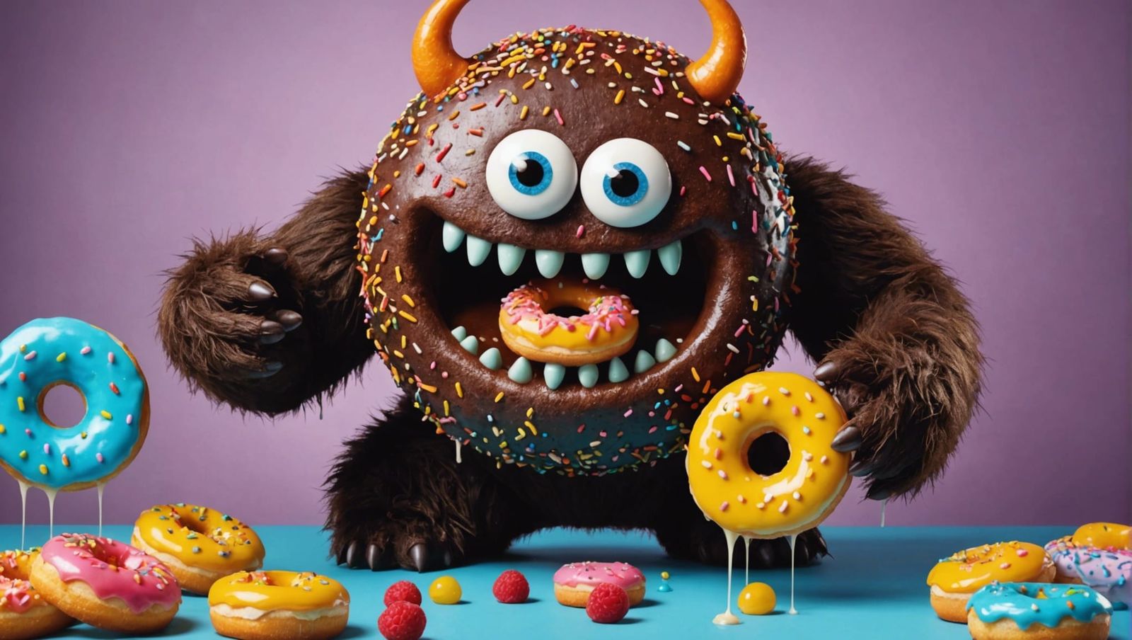 Cute Monster Catching Donut Sprinkles
