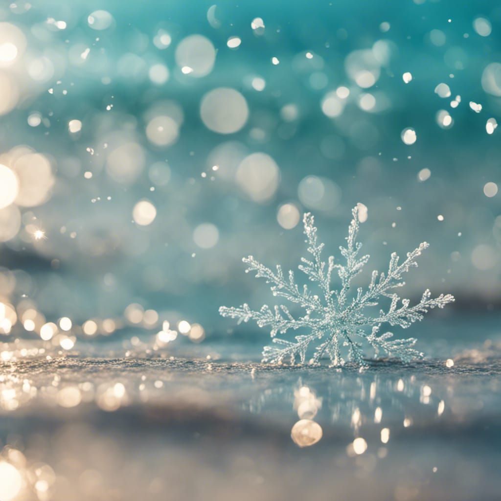 Snowflakes Gently Falling on Turquoise Sea: Bokeh