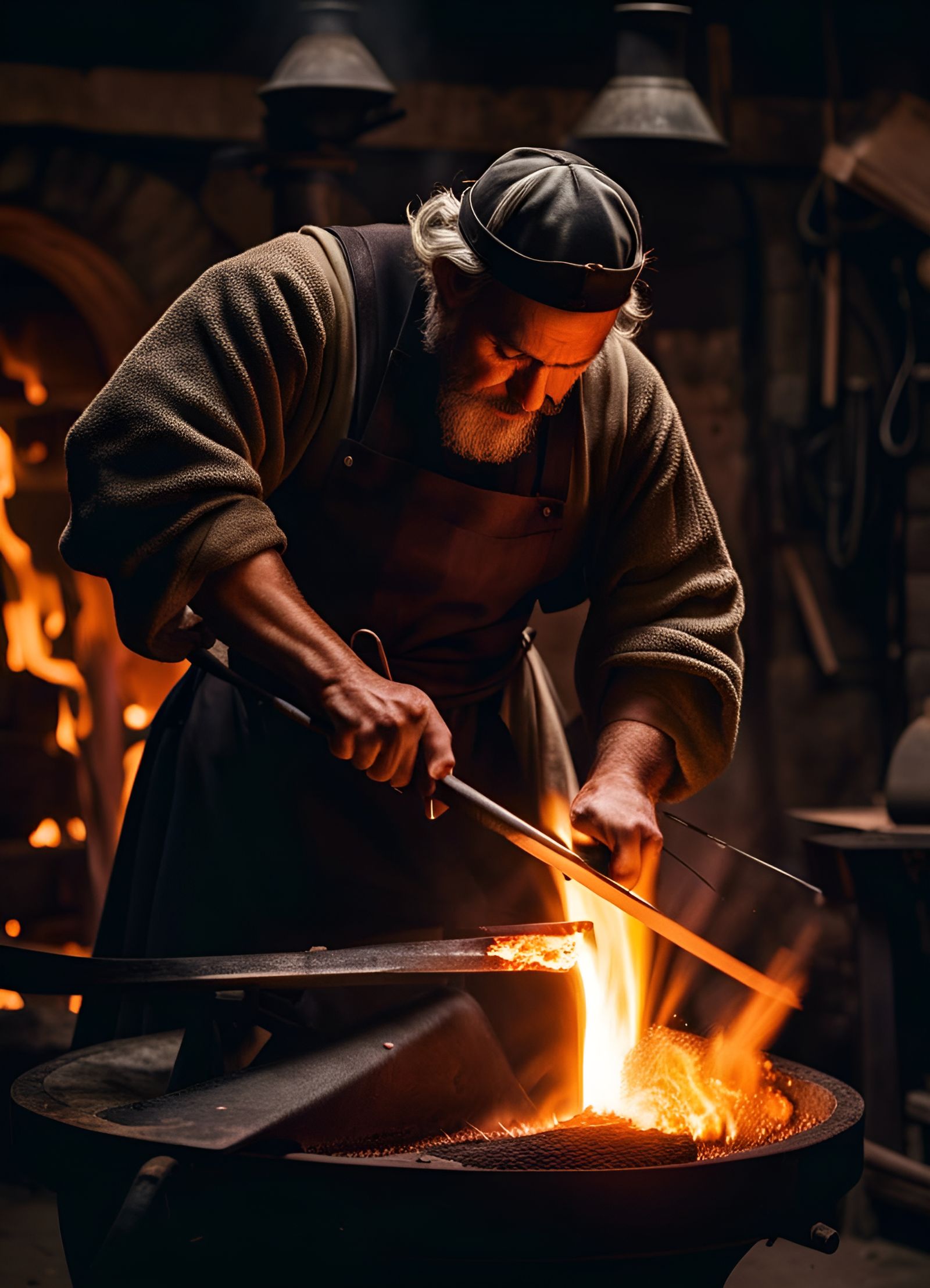 Medieval blacksmith forging