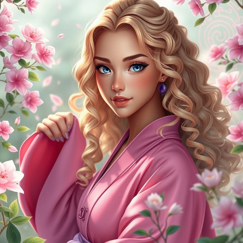 Ethereal Kunoichi in Dreamlike Landscape