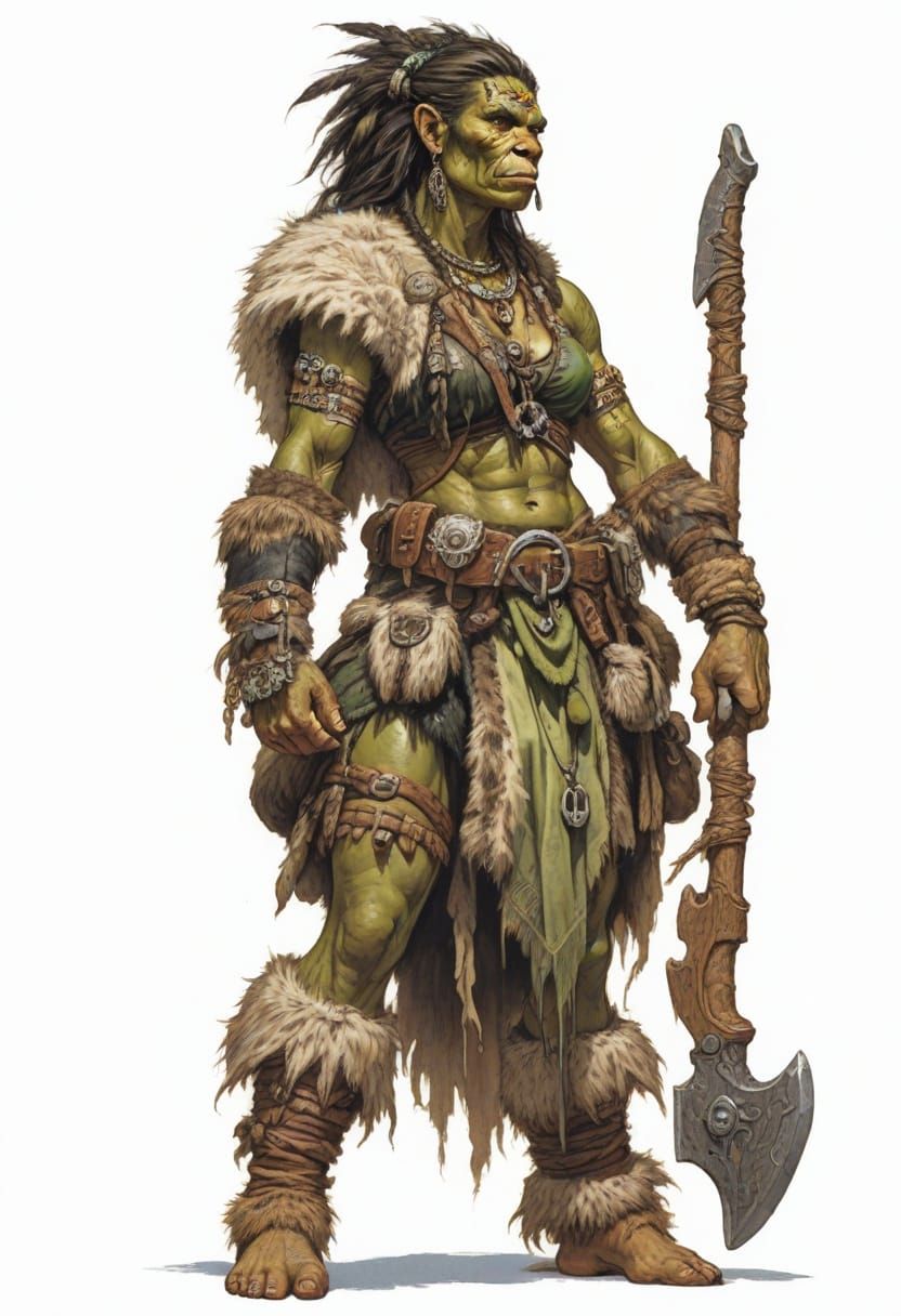 Muscular Orc Warrior in Vivid Fantasy Illustration