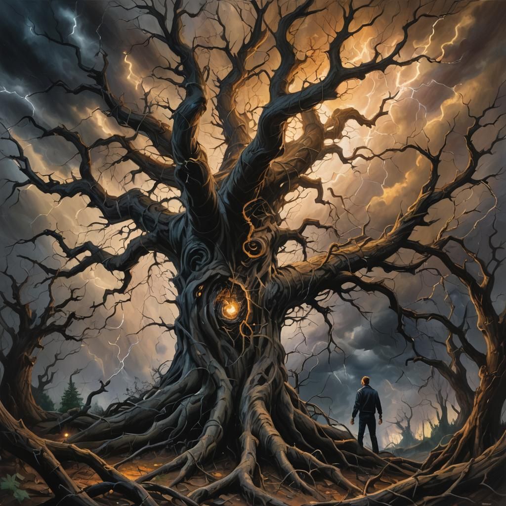 Nature Unleashed: Dark Fantasy Oil Painting