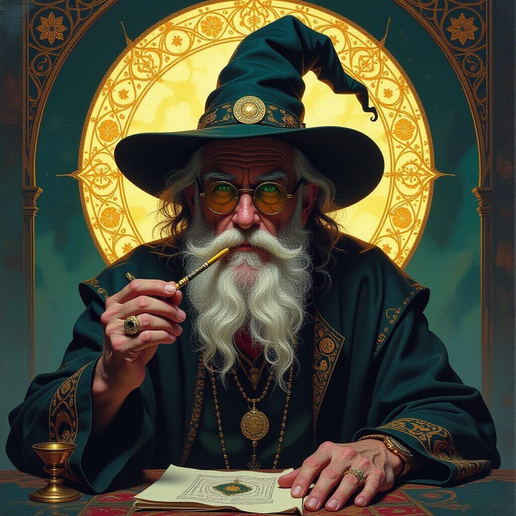 Hashish Hooked Old Mage in Radium-Punk World