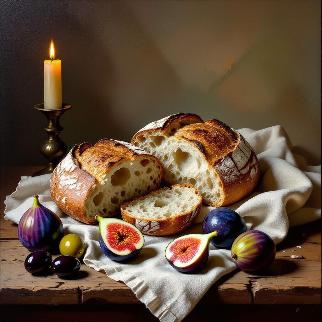 Renaissance Still Life: Rustic Bread and Figs