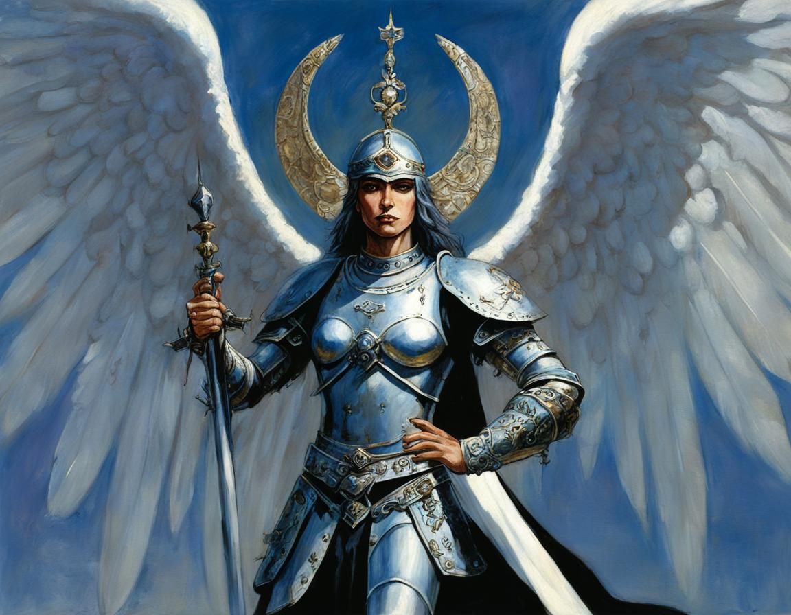 Armored Angel Princess in Dark Fantasy Style