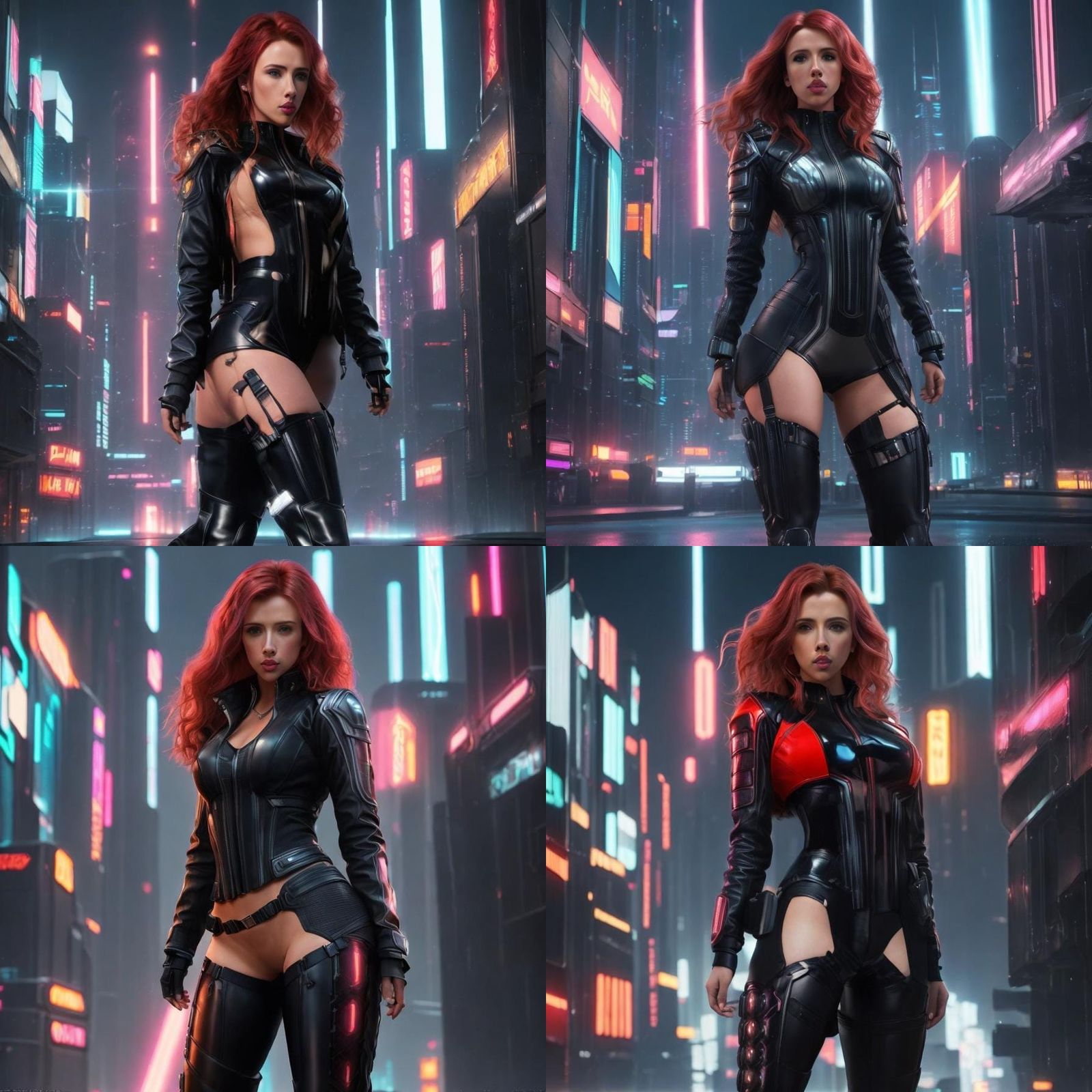 Cyberpunk Scarlett Johansson: Lightning Street Warrior