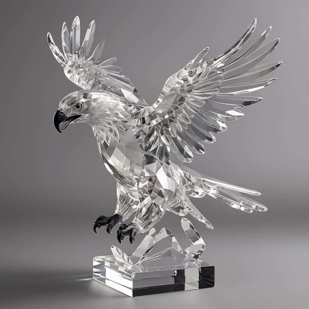 Crystal Eagle Statue with Ethereal Glow