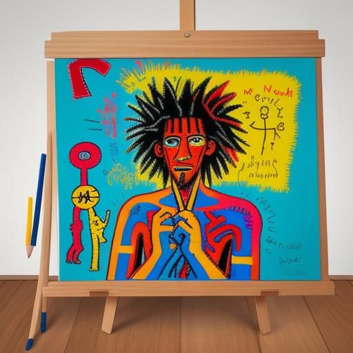 Child's Crayon Drawing in Naive Art Style