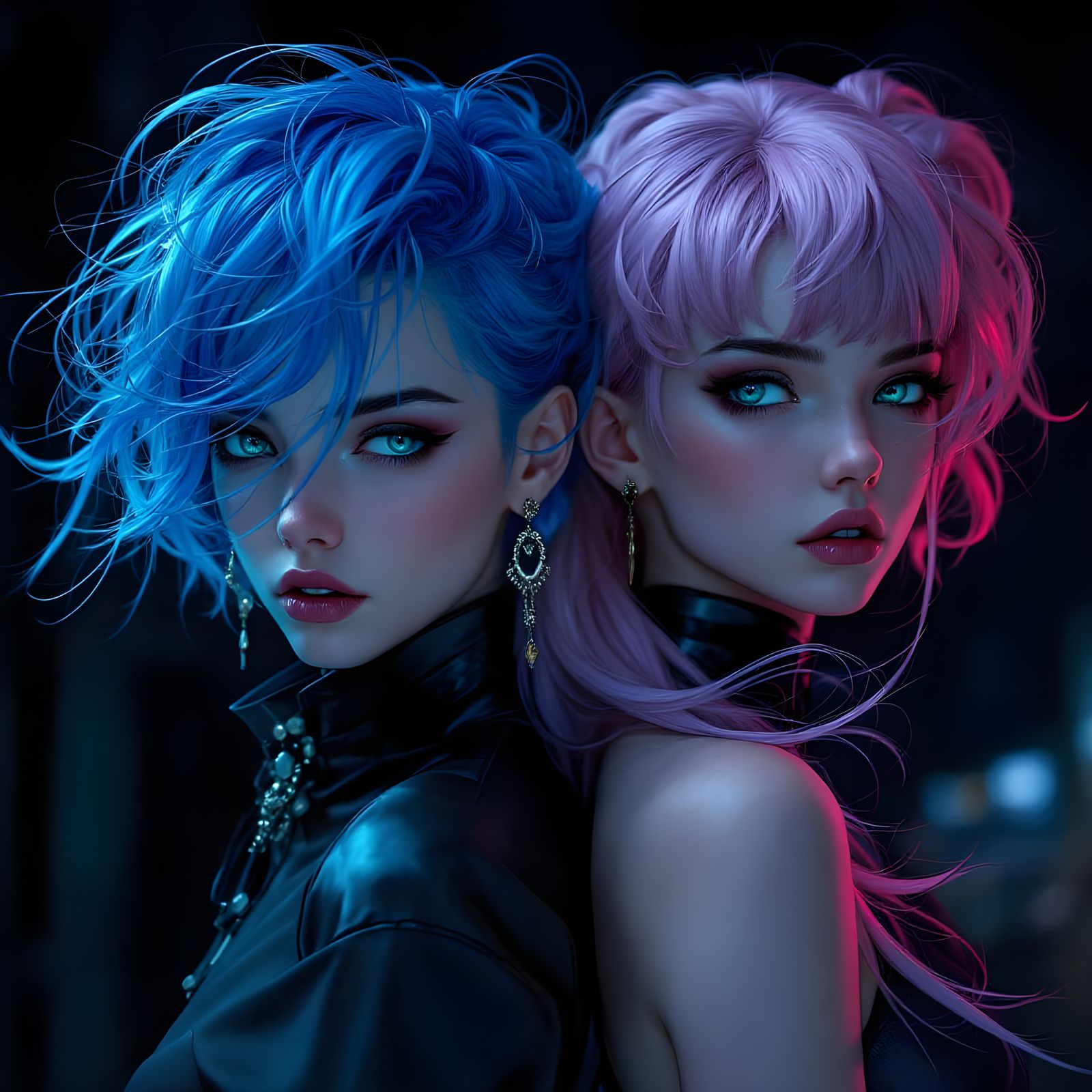 RE:ZERO's Ram and Rem: Hyperdetailed Digital Art Portrait