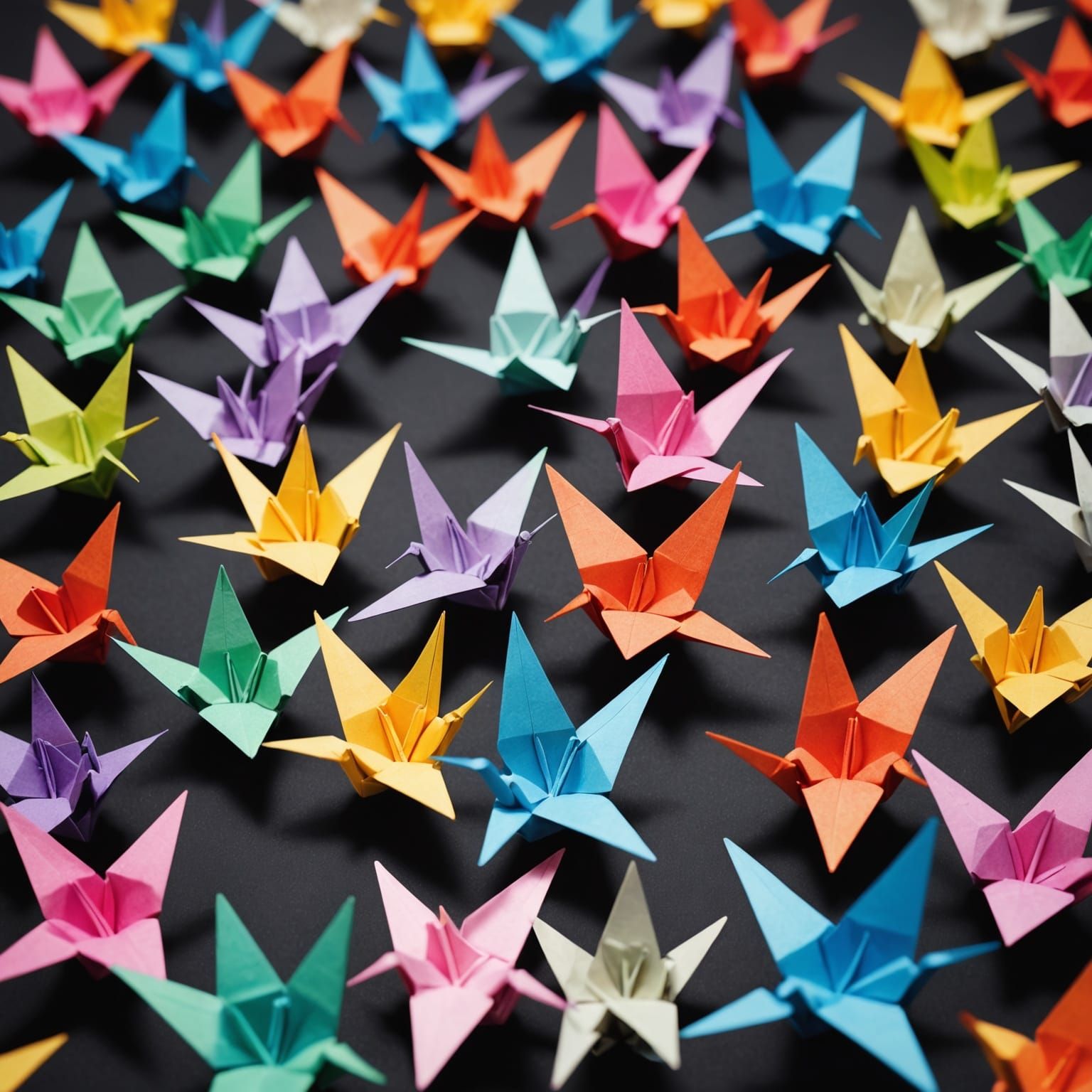 Paper Origami Cranes Soaring Through Paper World