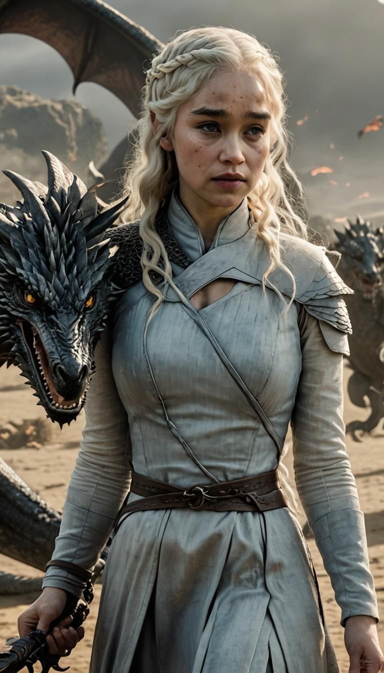 Daenerys Targaryen and Dragon Cinematic Scene