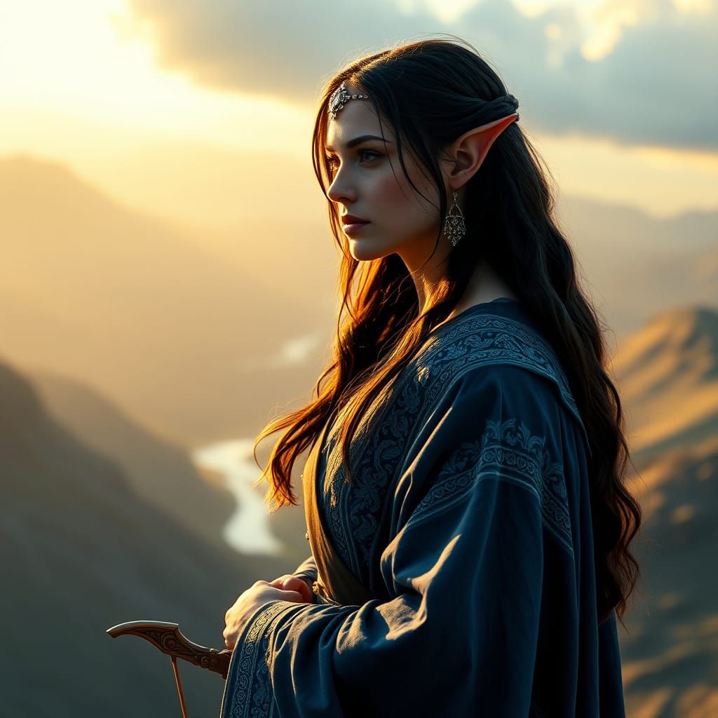 Elf Woman in Anduin Valley, Cinematic Style