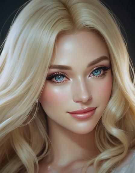 Smiling Blonde Woman in Hollywood Glamour Style