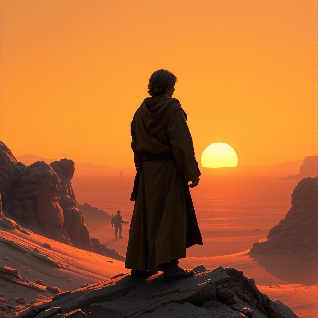 Luke Skywalker Watches Tatooine Sunset