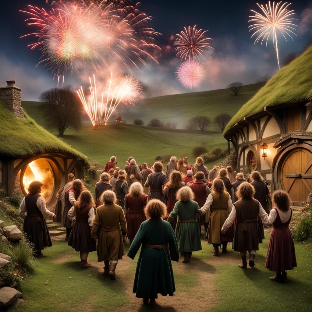 Hobbits Celebrate New Year with Fireworks