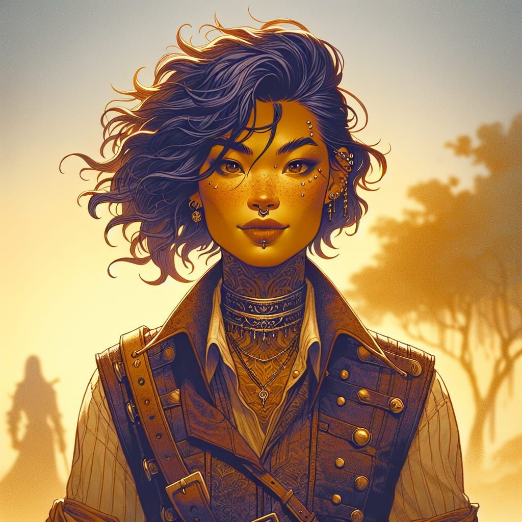 Adventurous Asian Rogue Character Concept Art