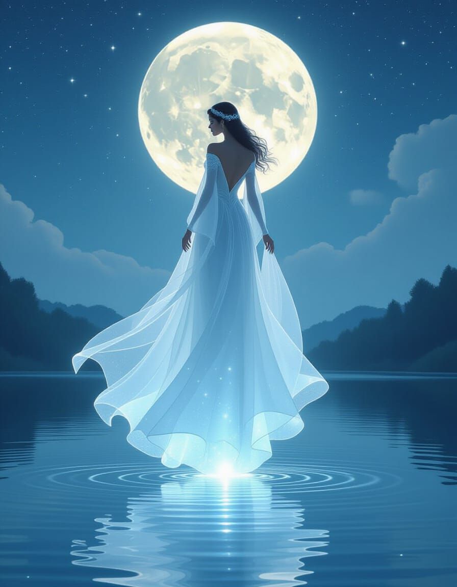 Ethereal Celestial Being in Moonlight Gown