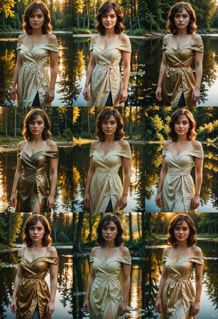 Woman in Black Bathing Suit by Forest Lake