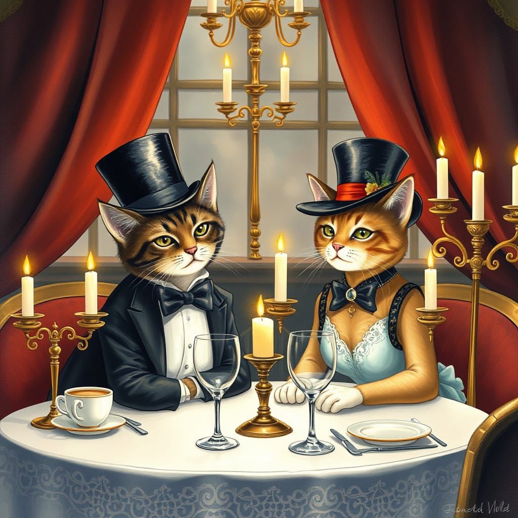 Refined Felines on a Whimsical Date Night in a Luxurious Res...