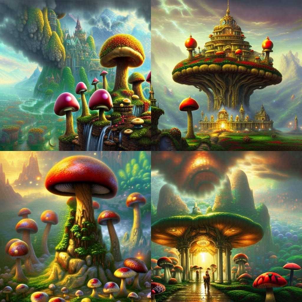 Mushroom City Fantasy: Epic Digital Matte Painting