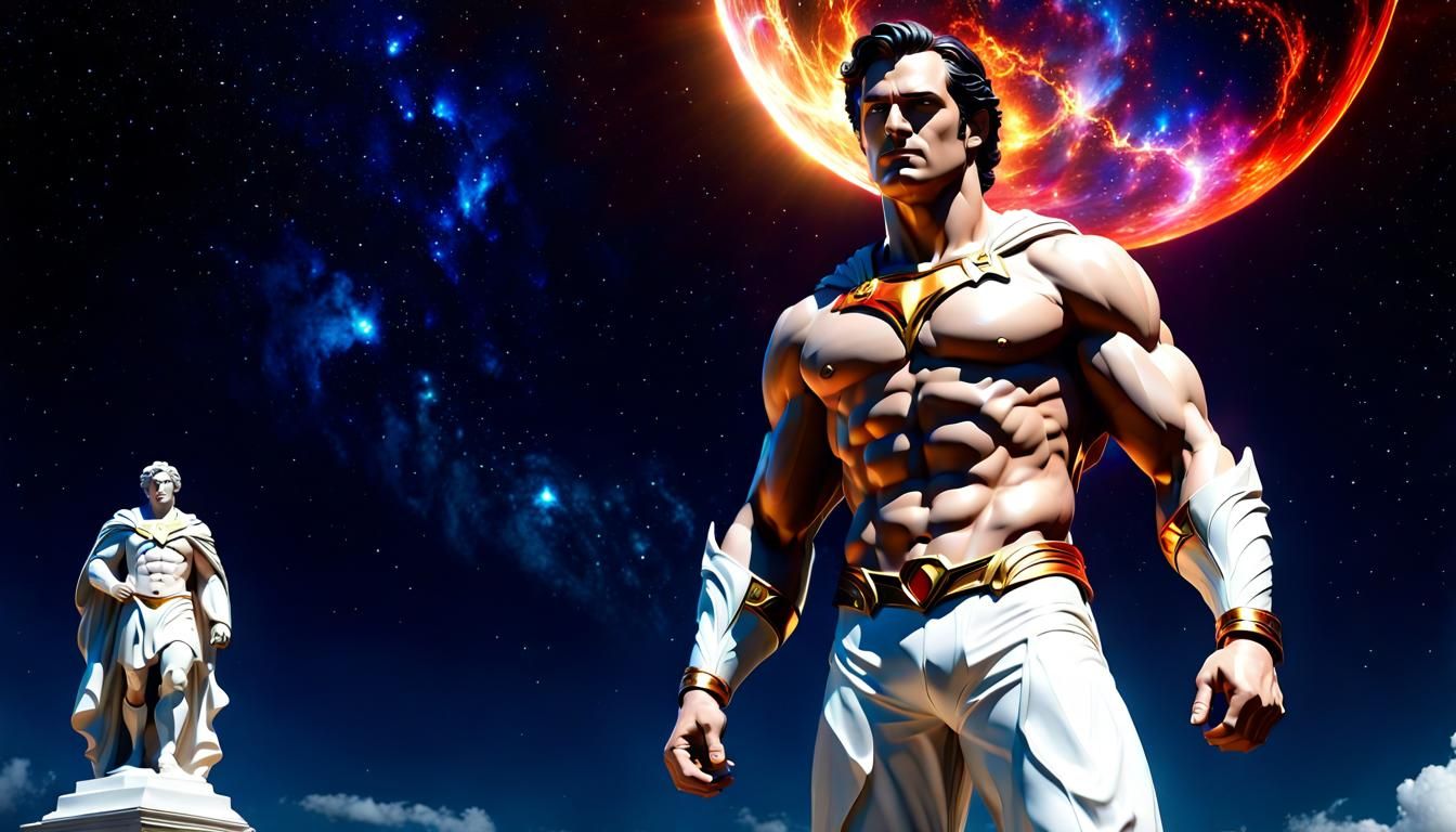 Henry Cavill as Marble Statue in Cosmic Sky