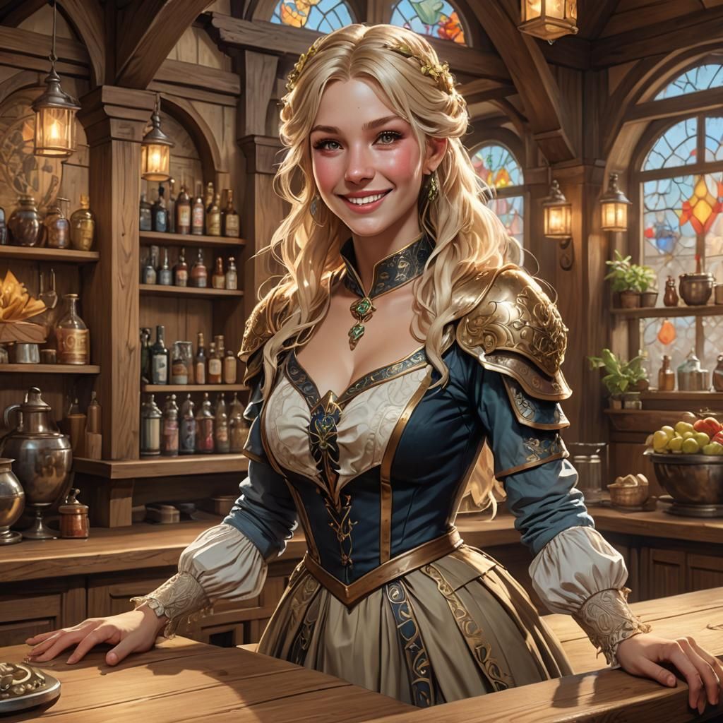 Fantasy Innkeeper Portrait in Hyperdetailed Digital Art