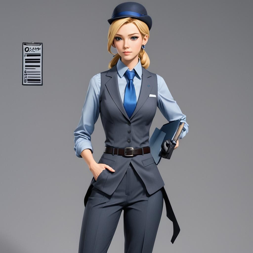 Anime Style Security Woman with Checklist