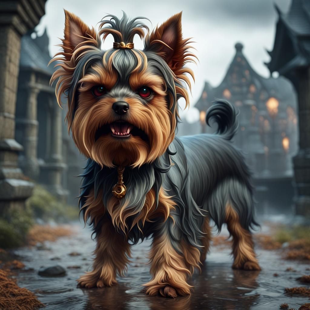 Demonic Yorkshire Terrier Monster in Detailed Matte Painting