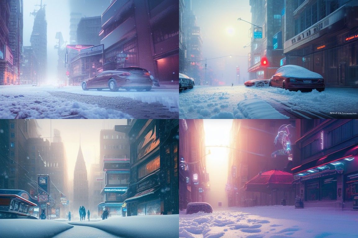 Cyberpunk Snow Cityscape in Hyper-Realistic Detail