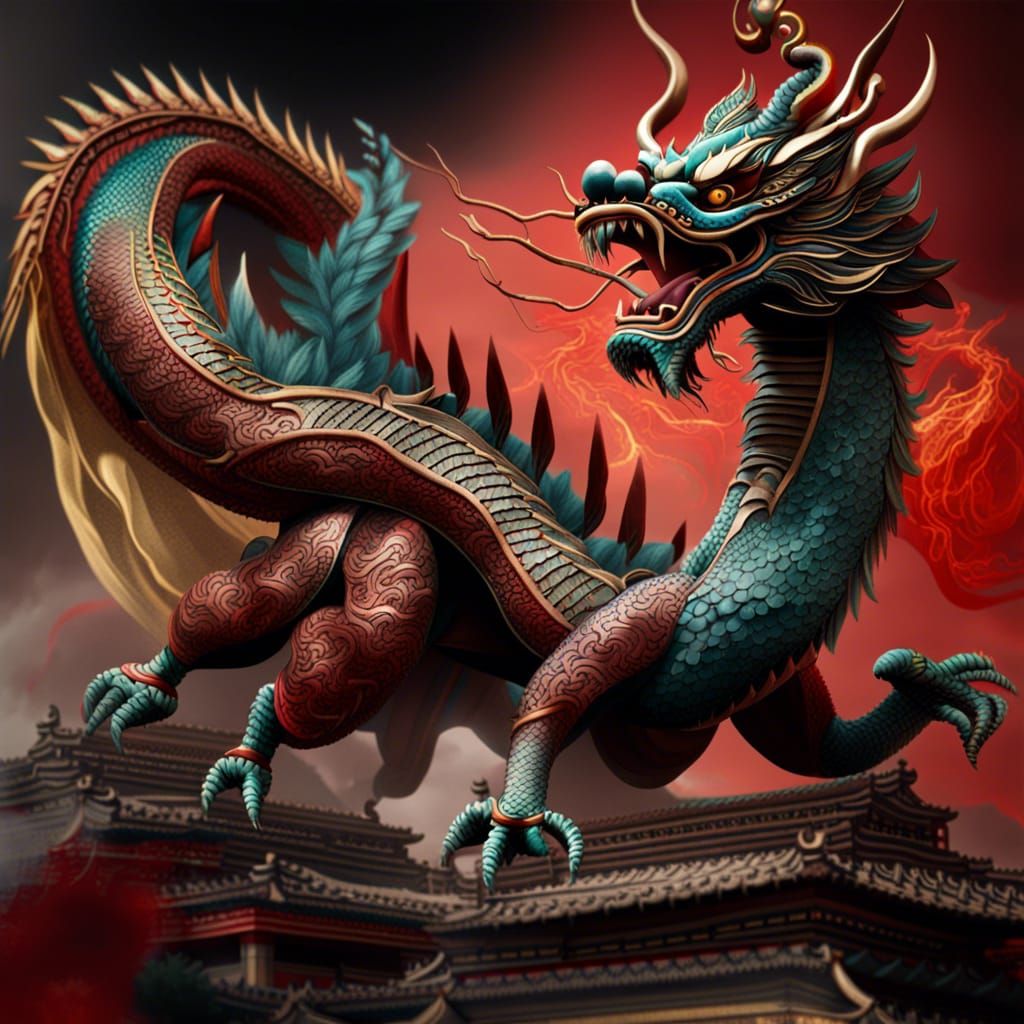 Chinese Dragon versus Garuda High Resolution Image