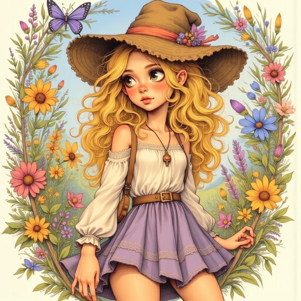 Blonde Woman in Whimsical Fairycore Style