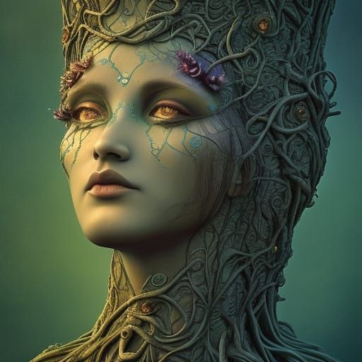 Eldritch Tree Goddess in Dramatic Lighting