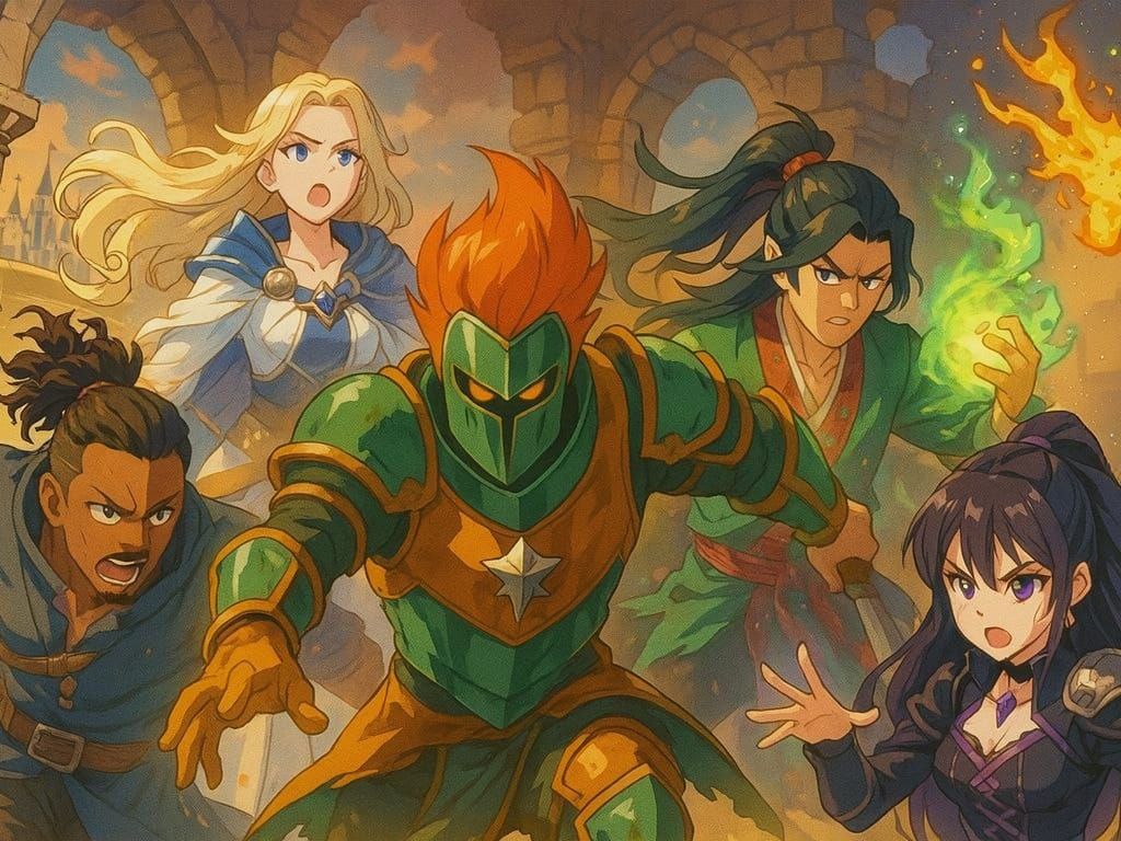 Anime D&D Party in Studio Ghibli Style