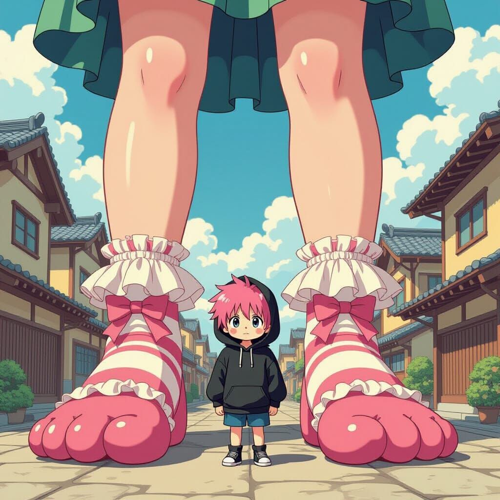 Giant Anime Girl's Feet Dominate Frame