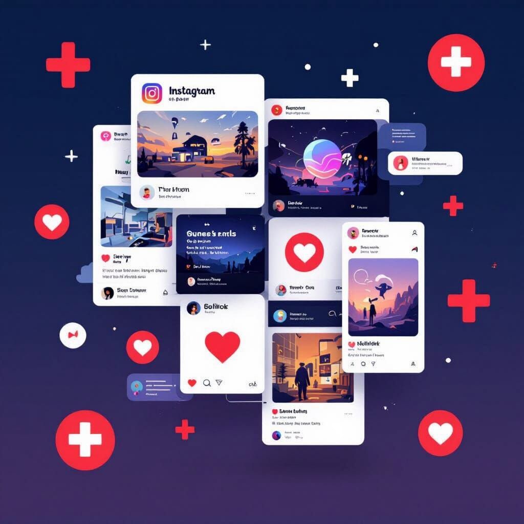 Messy Instagram Feed in Flat Design Style