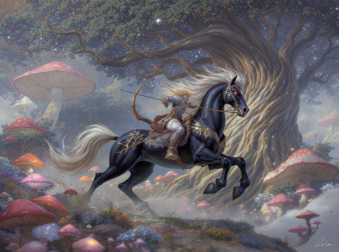 Fantasy Centaur Galloping Through Magical Forest