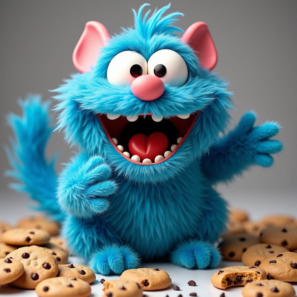 Cookie Monster Tasmanian Devil in Cartoon Style