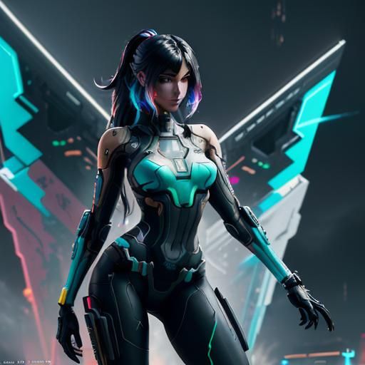 Anime Girl as Nintendo Switch in Cyberpunk Style