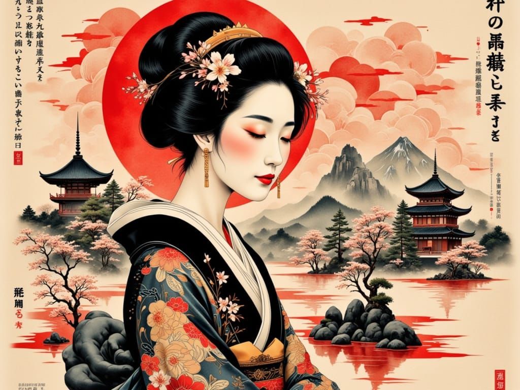 Serene Geisha in Traditional Japanese Splendor