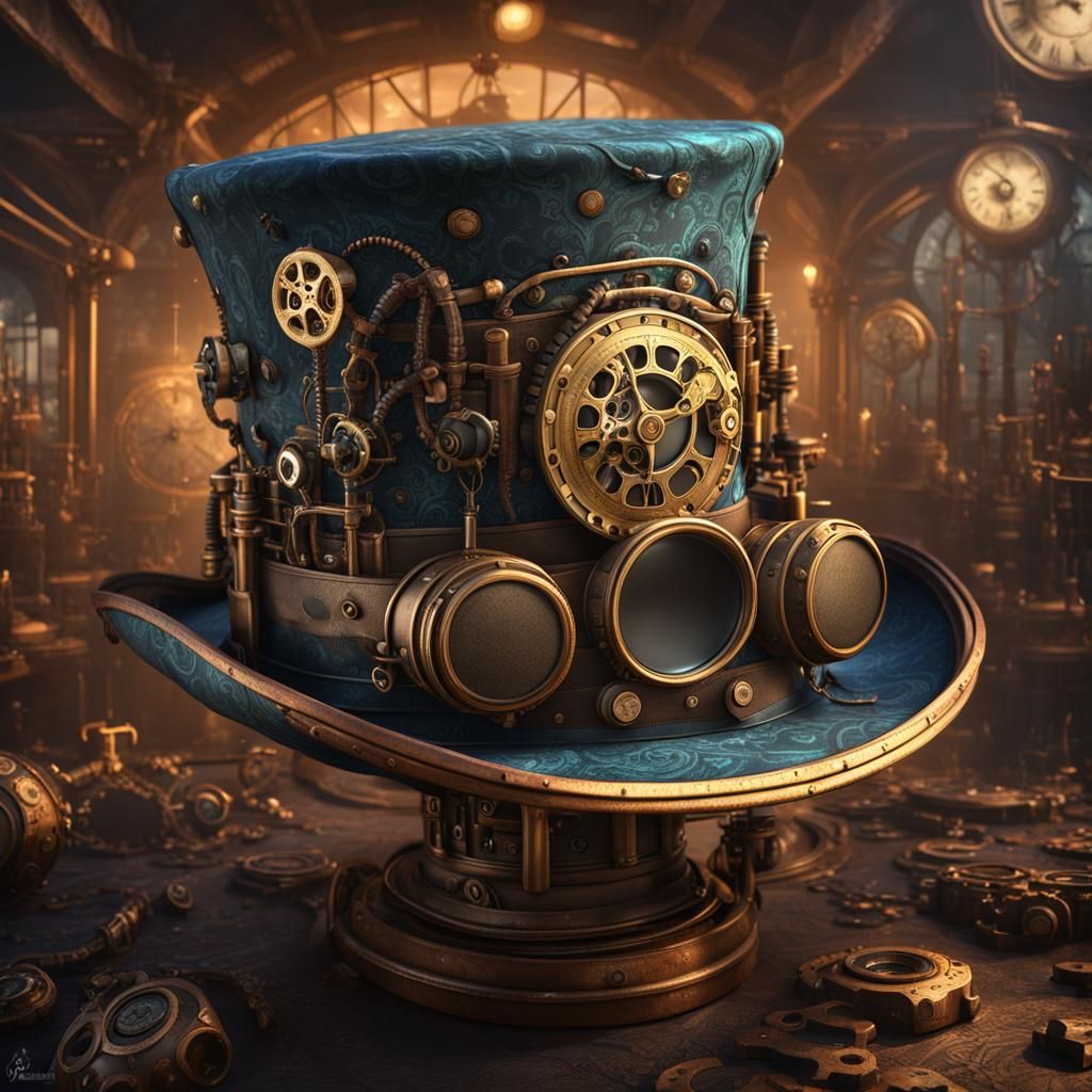 Detailed Steampunk Top Hat Fantasy Concept Art