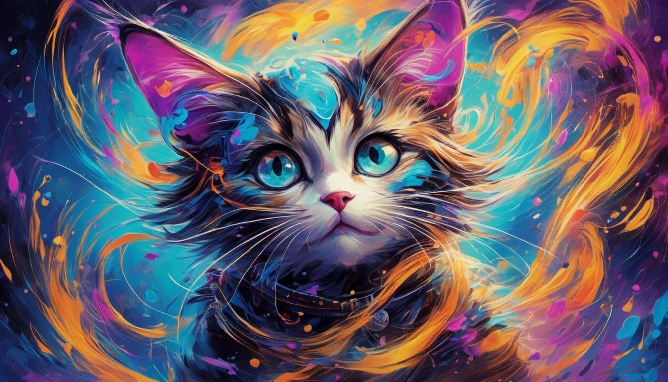 Zen Master Cat in Gouache Watercolor Style