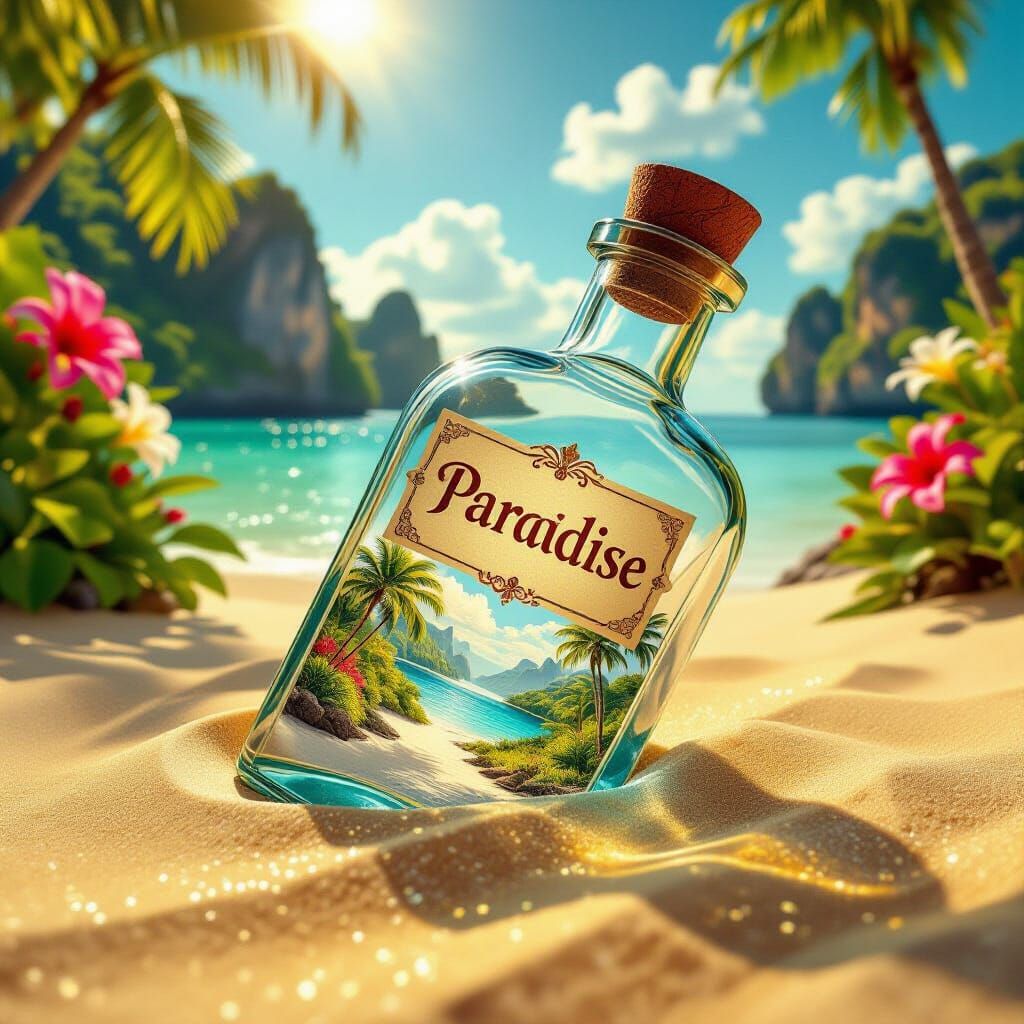 Paradise Found: Miniature World in Glass Bottle