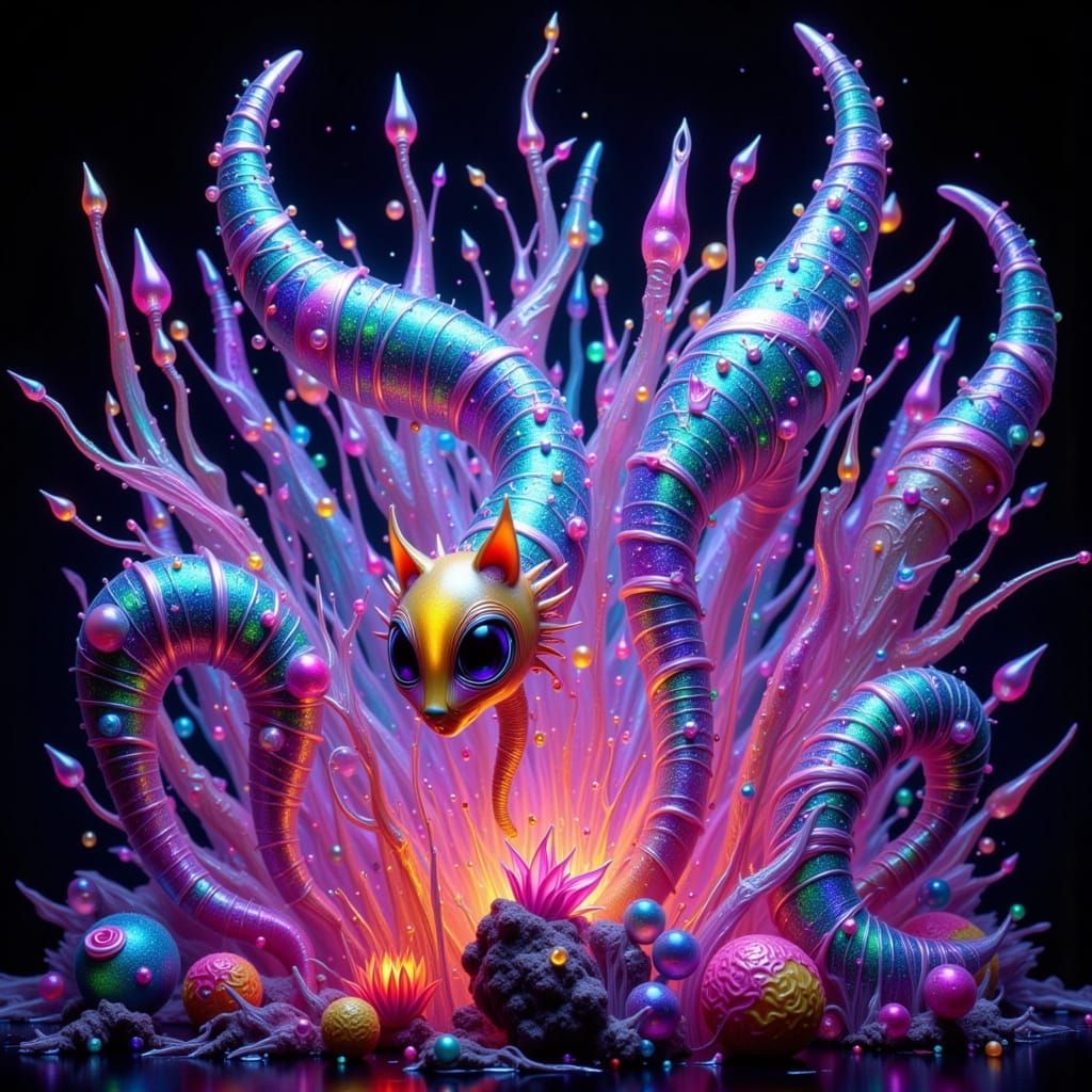 Iridescent Fairy Punk Fishies in Radiant Glass Coral Reef